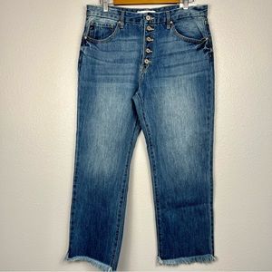 NWT Kancan Button Fly Fray Hem Wide Leg Jeans - Size 13/30